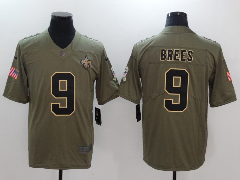 Men's New Orleans Saints Drew Brees #9 Brown Jersey